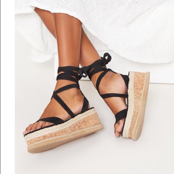 black espadrille flatform sandals